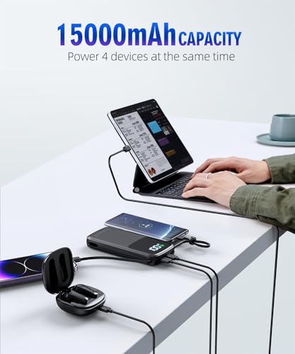 15000mAh Portable Charger PD30W Fast Charging with AC Wall Plug and LED Display E71292