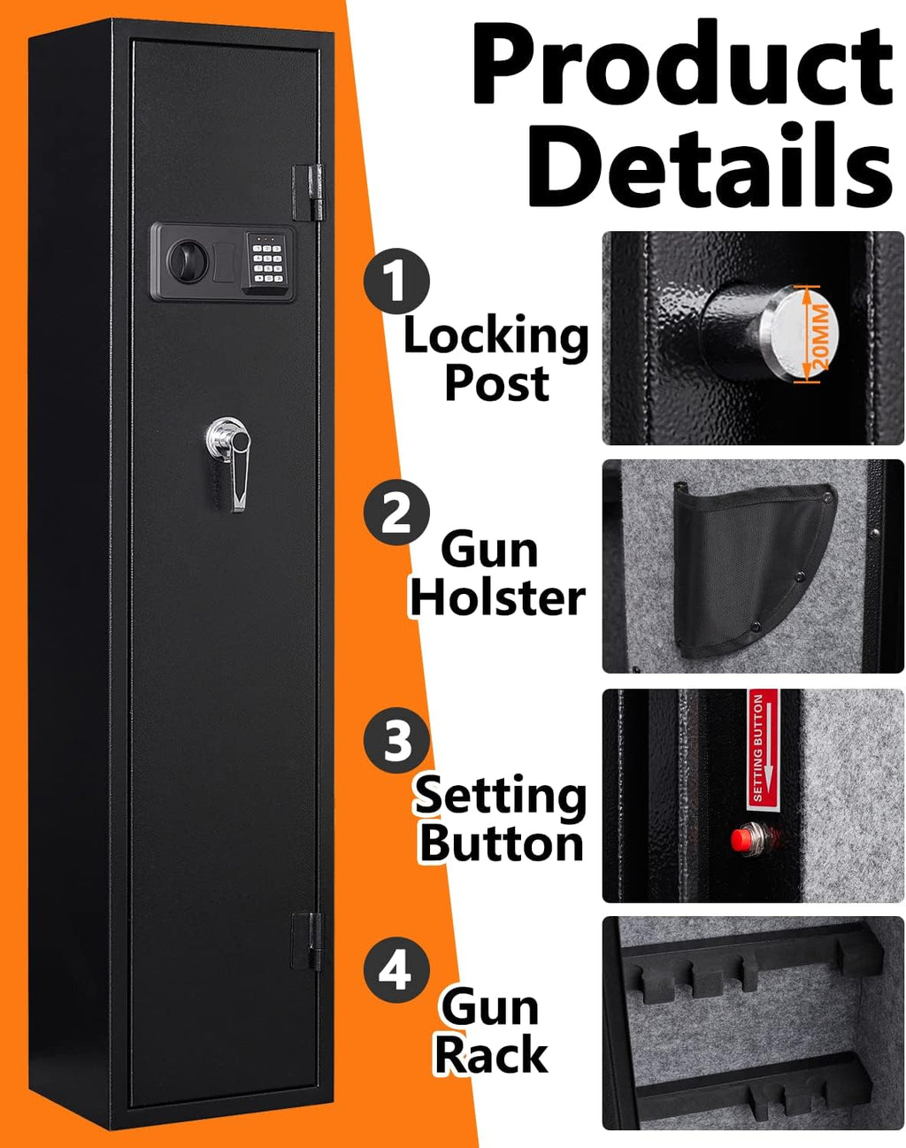 Gun Safe for Home Rifles and Pistols with Adjustable Dividers P1930