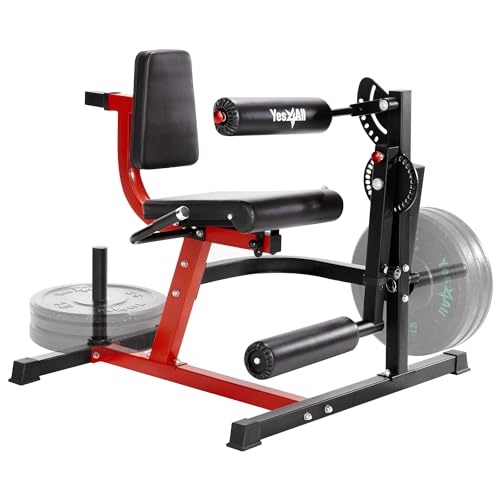 Yes4All Leg Extension and Curl Machine, Adjustable Leg Machine with Plate Loaded, Leg Extension and Curl Bench for Home Gym