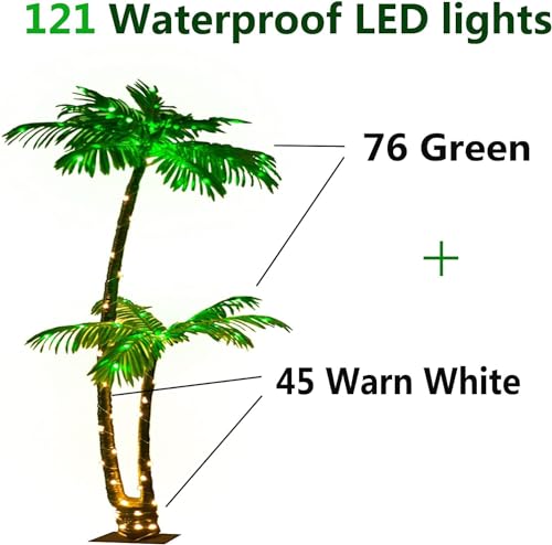 Lighted Palm Tree Outdoor Christmas Decorations with 121 LED Lights L941076
