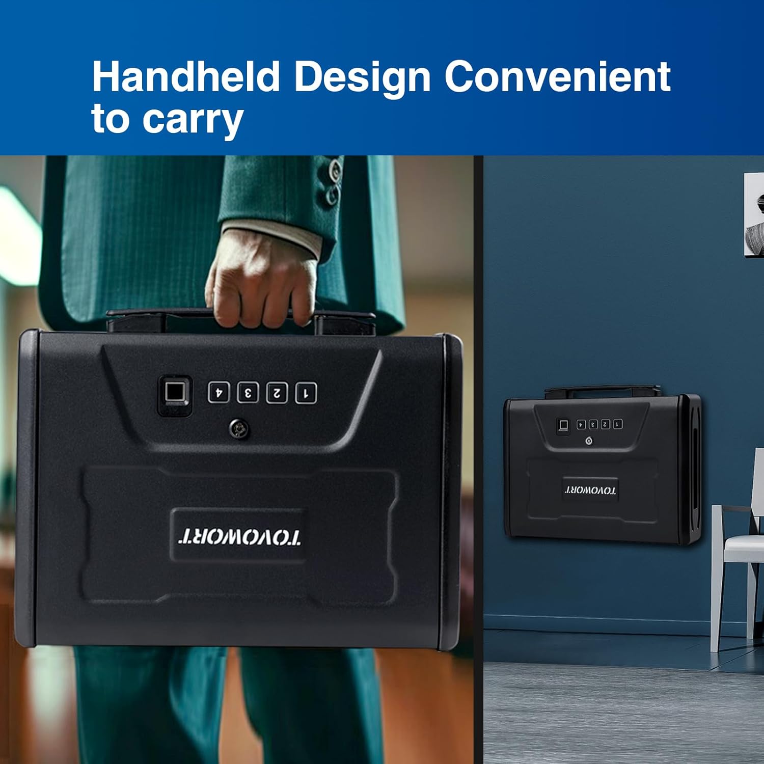 Biometric Fingerprint Gun Safe for Handgun, Quick Access, 2 Capacity F1777