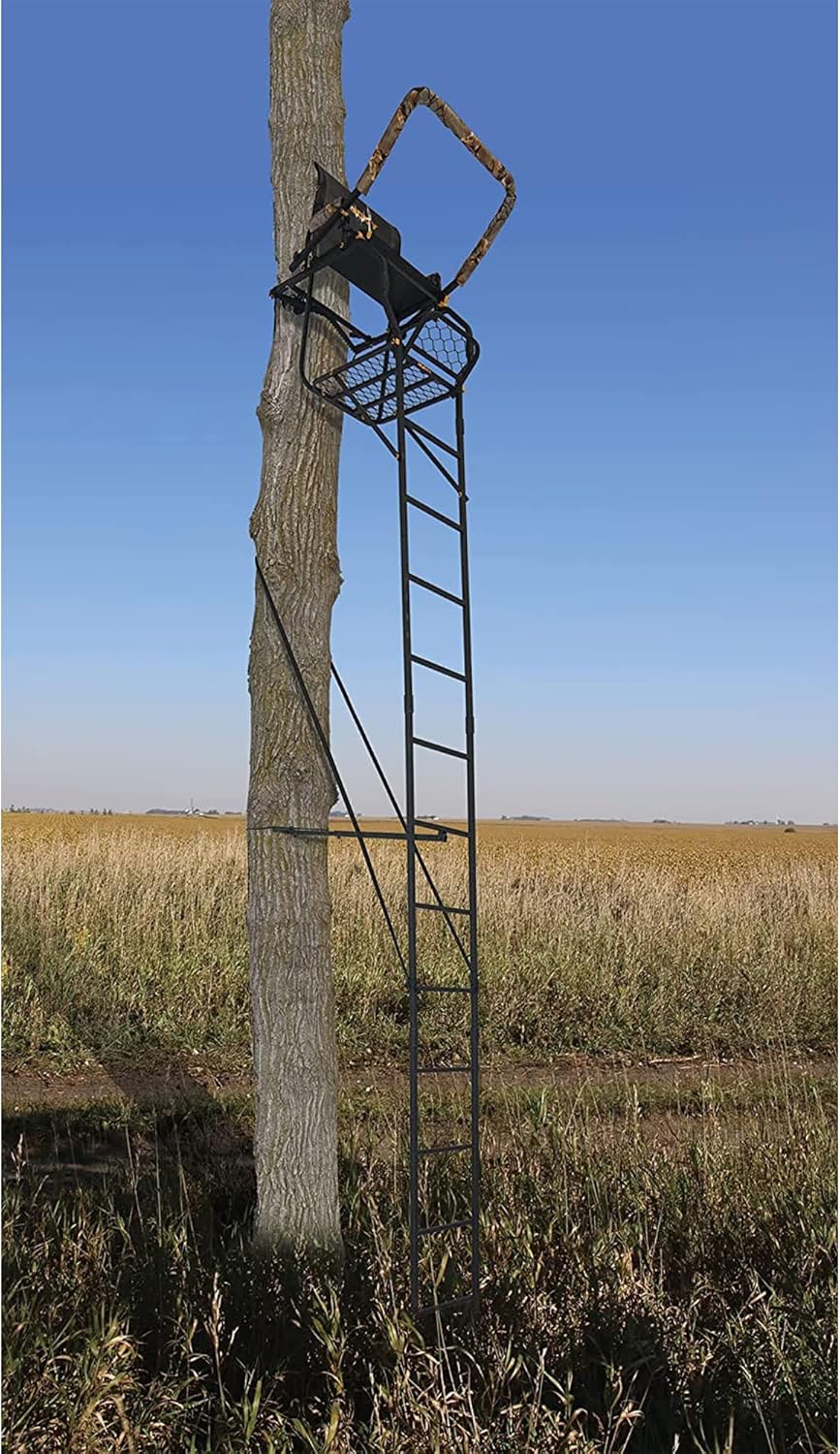Hunting Climbing Ladder Tree Stand, 17 ft, 1-Person, Black L18653