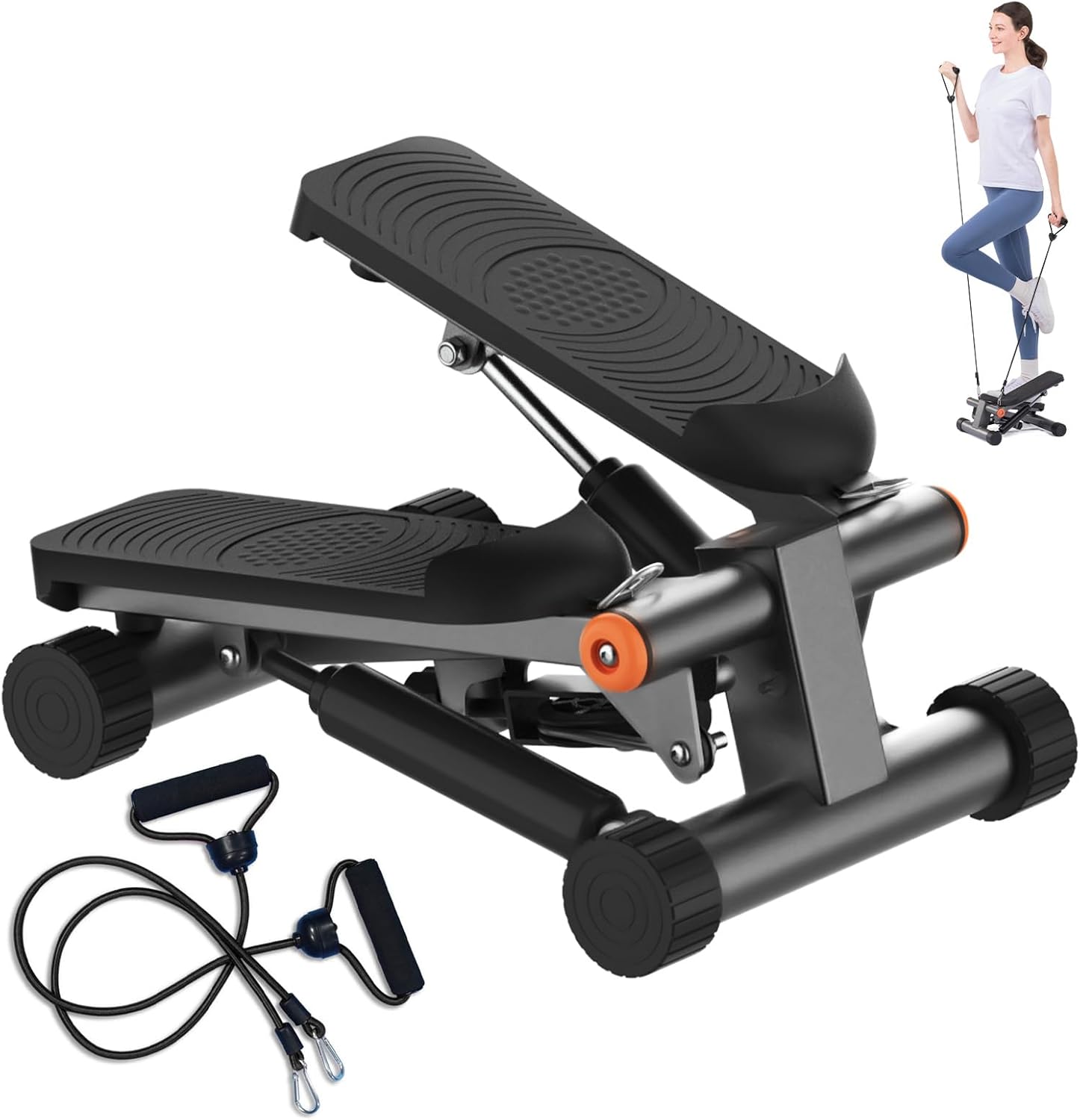 Steppers for Exercise at Home, Mini Stepper with Resistance Bands, Stair Stepper Workout Machine with 350lbs Weight Capacity