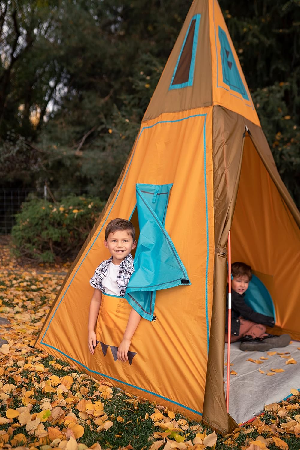 Kids Giant Tee Pee Tent Playhouse, 59 x 59 x 96 Inches, Brown Y9963