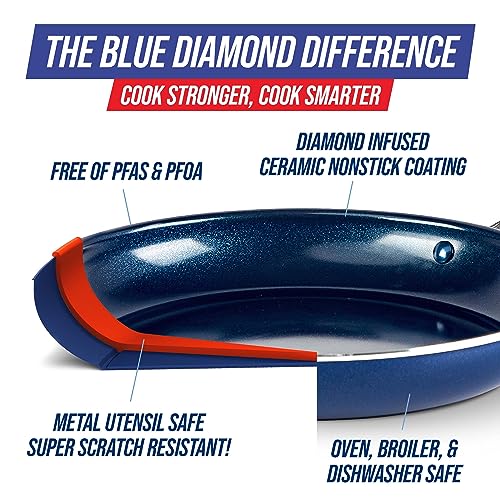Diamond Infused Ceramic Nonstick Frying Pan Skillet Set, 9.5" and 11", PFAS-Free P6322