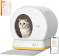 MeoWant Self-Cleaning Cat Litter Box-Yellow, Advanced Safety System Automatic Cat Litter Box Perfect for Multi Cats, Extra Large/Odor Control/APP Control Smart Cat Litter Box with Mat & Liner
