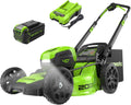 Greenworks 40V 20" Brushless Push Mower, 4.0Ah Battery (Aluminum Handles + Light)