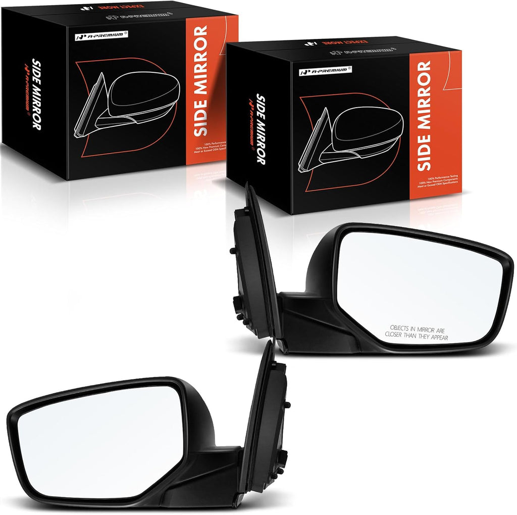 A-Premium Pair (2) Driver and Passenger Side Power Door Mirror - Compatible with Honda Accord 2008 2009 2010 2011 2012 - Non-Heated Manual Folding Black Outside Rear View Mirror - Replace# 76258TA5A01
