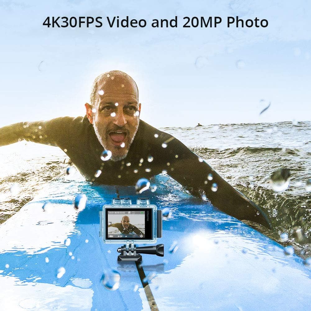 4K30FPS 20MP WiFi Action Camera with Touch Screen EIS 4X Zoom and Underwater Capability Y5045