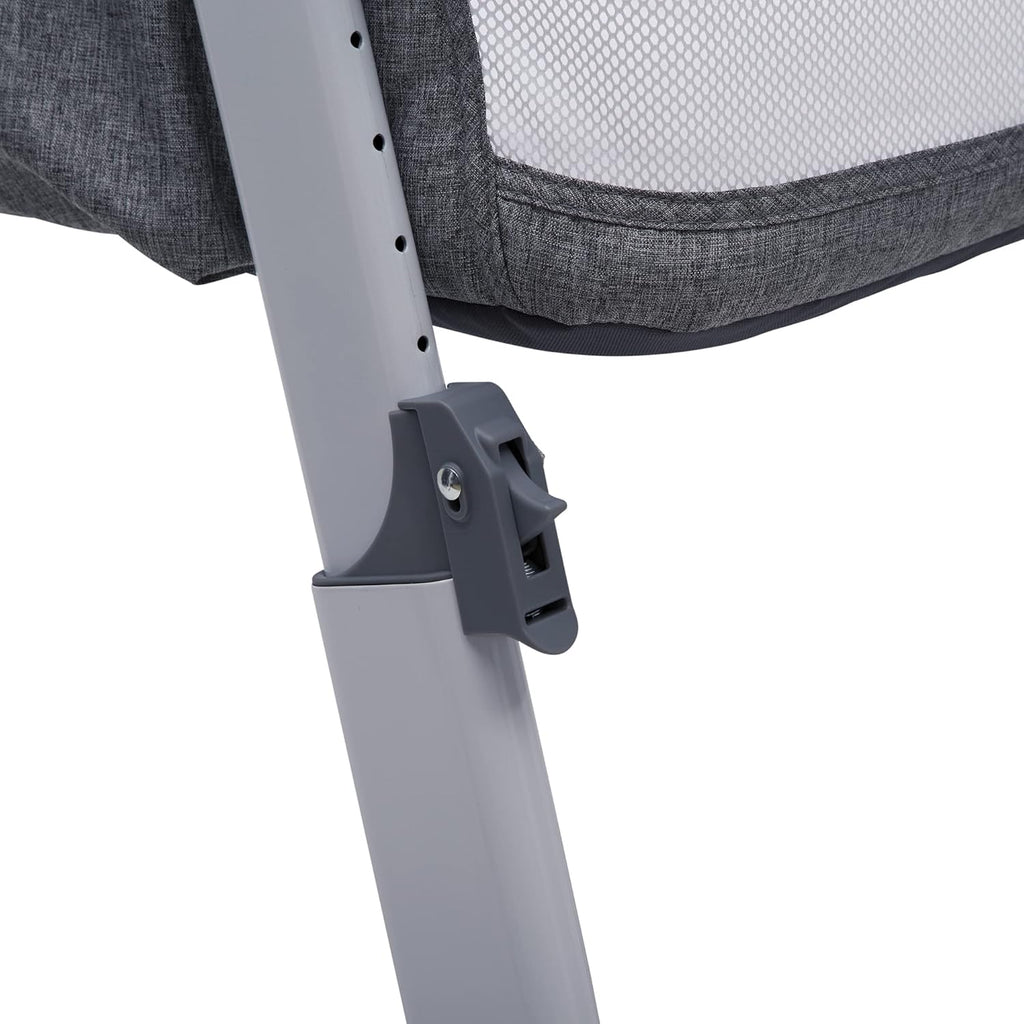 Simmons Kids Dream Bedside Bassinet with Zip-Down Side Wall, Breathable Mesh, Adjustable Heights, Lightweight Portable Crib, Grey C438517