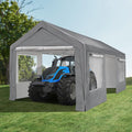 10'x20' Portable Carport Garage, Outdoor Storage Shelter Shed, Durable Zipper Car Canopy with Roll-up Doors and Windows, Heavy Duty Metal Frame, Waterproof Carport Tent for Generator Vehicles