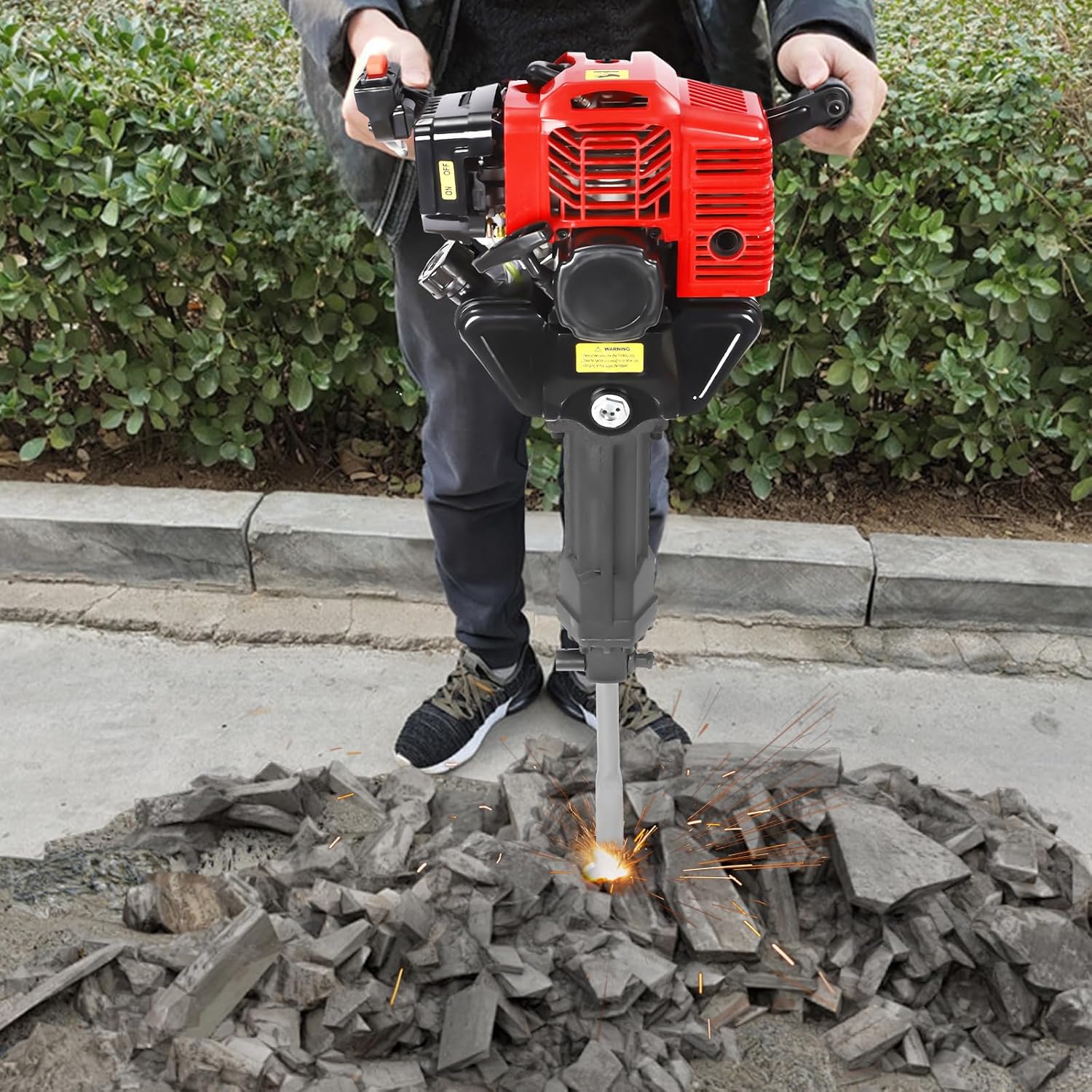 Gas Powered Jack Hammer Concrete Breaker with 2 Chisels A14381