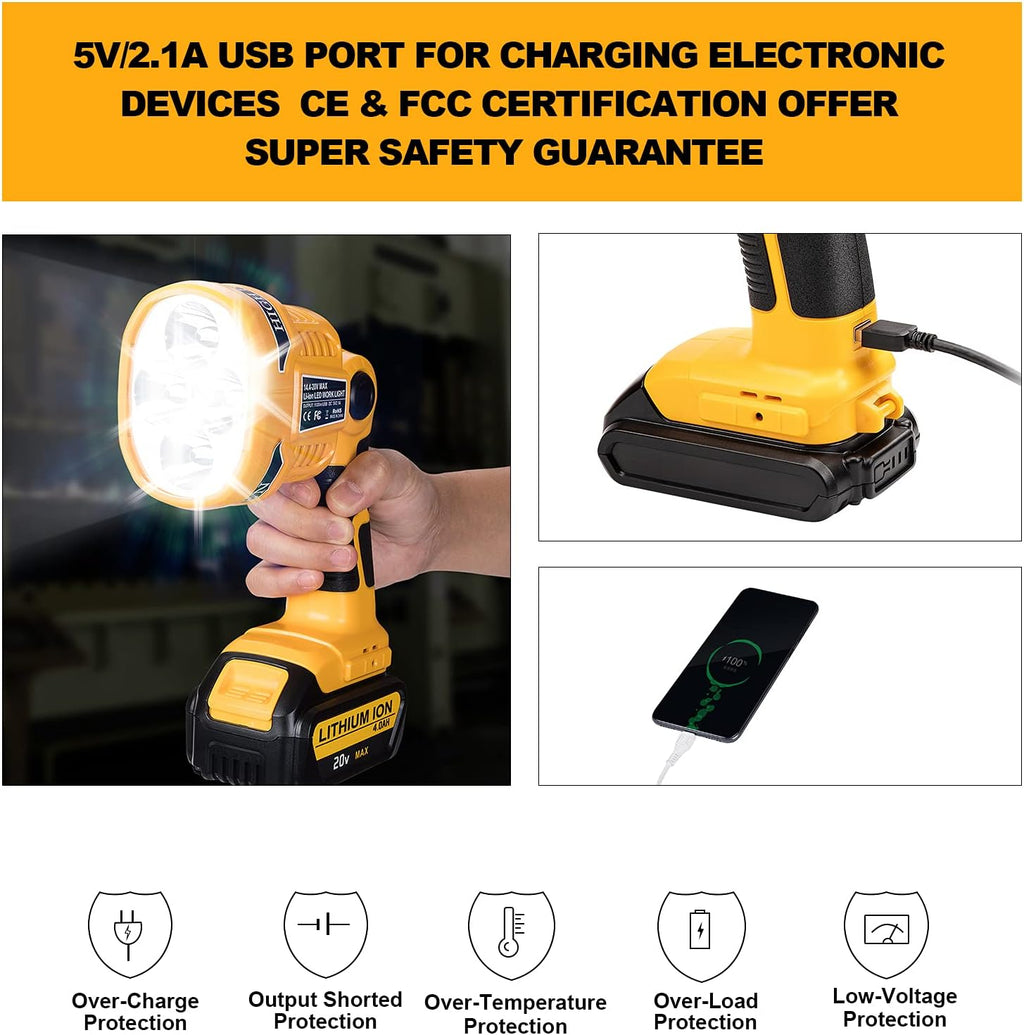 Cordless LED Work Light with USB Port and Pivoting Head A325781