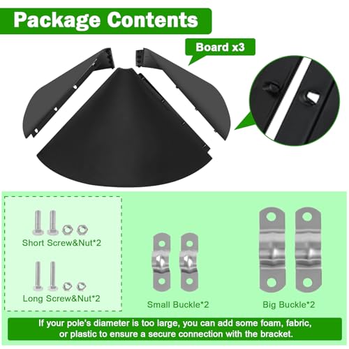 Squirrel Baffle for Bird Feeder Pole, 19 Inch, Outdoor Pole Mount, Black G376513