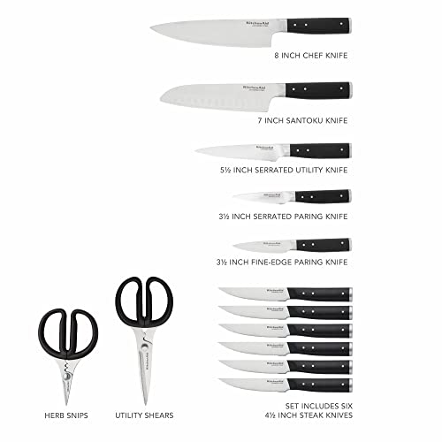 14-Piece Knife Block Set with Built-in Sharpener, High Carbon Stainless Steel, Birchwood F32418