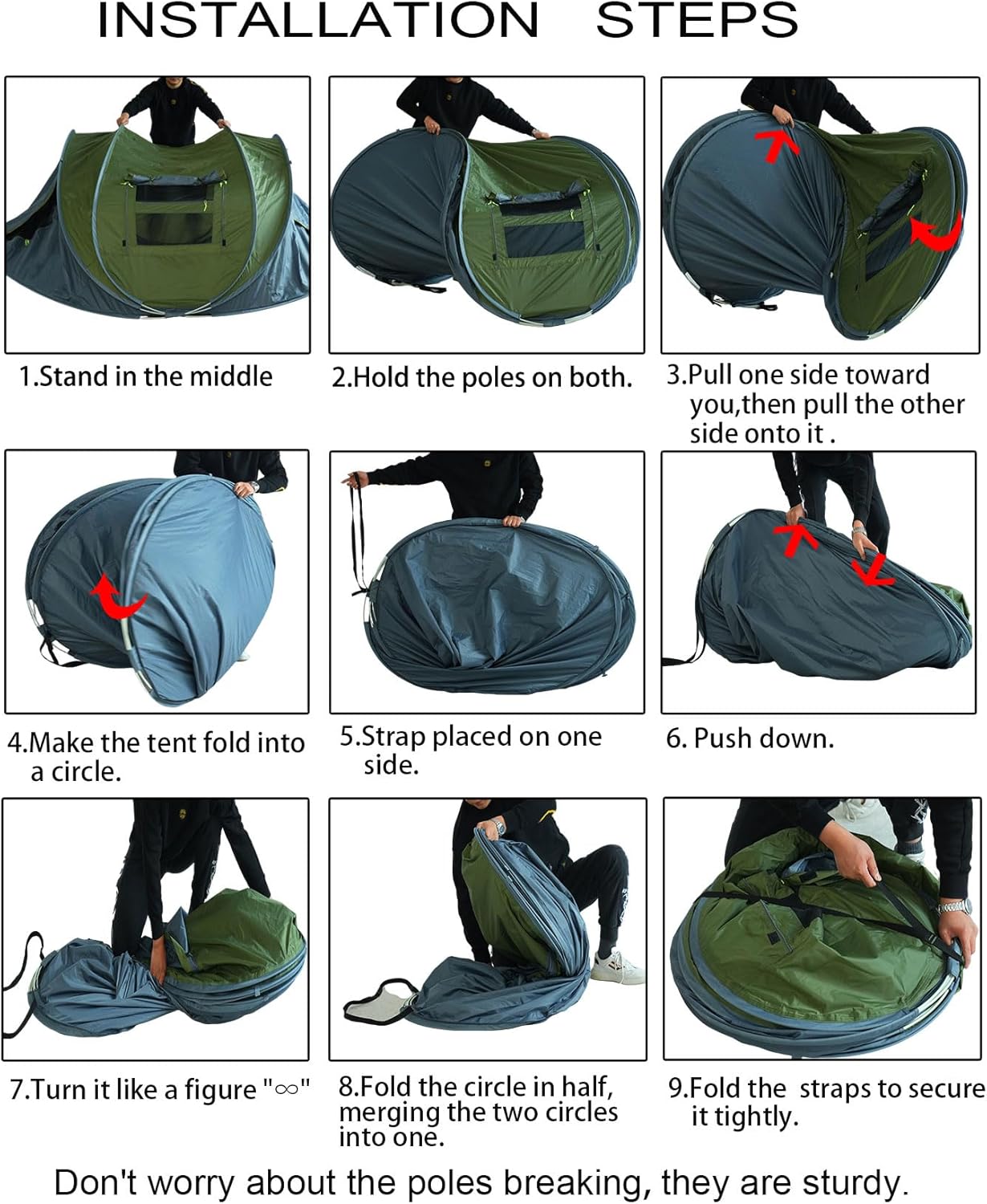 Pop Up Tent for Camping 2-4 Person Waterproof Instant Setup Z72549