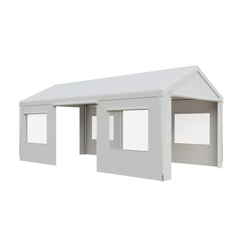 Heavy Duty Portable Car Canopy Garage with Removable Sidewalls and Roll-up Ventilated Doors P43143