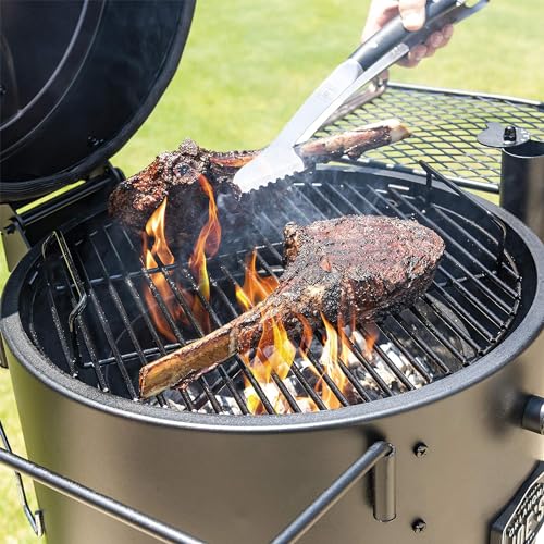 Barrel Drum Smoker with Porcelain Coated Steel, 630 Sq In Cooking Surface E456834