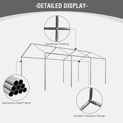 Heavy Duty Portable Car Canopy Garage with Removable Sidewalls and Roll-up Ventilated Doors P43143