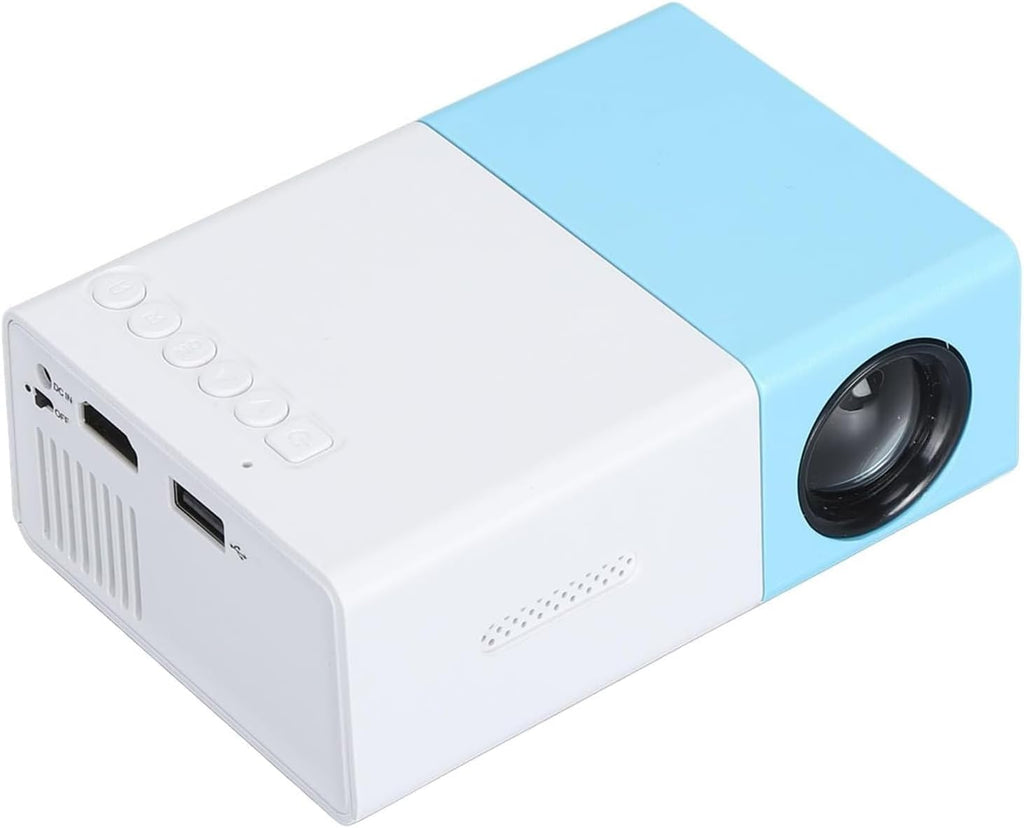 Mini Projector, 1080P HD Portable Video Projector with HDMI, AV, AU, USB Interfaces compatible with TV Stick, phone, computer, X-Box, PS5 for for Outdoor Home Theater LED Pico Projector.(Blue White)