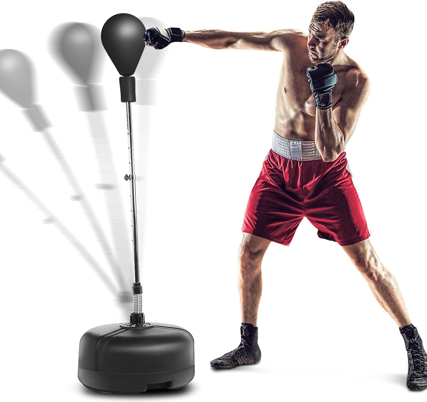 Reflex Bag Free Standing Punching Bag Adjustable Height Boxing Bag Speed Punching Bags for Adults & Kids (US Stock)