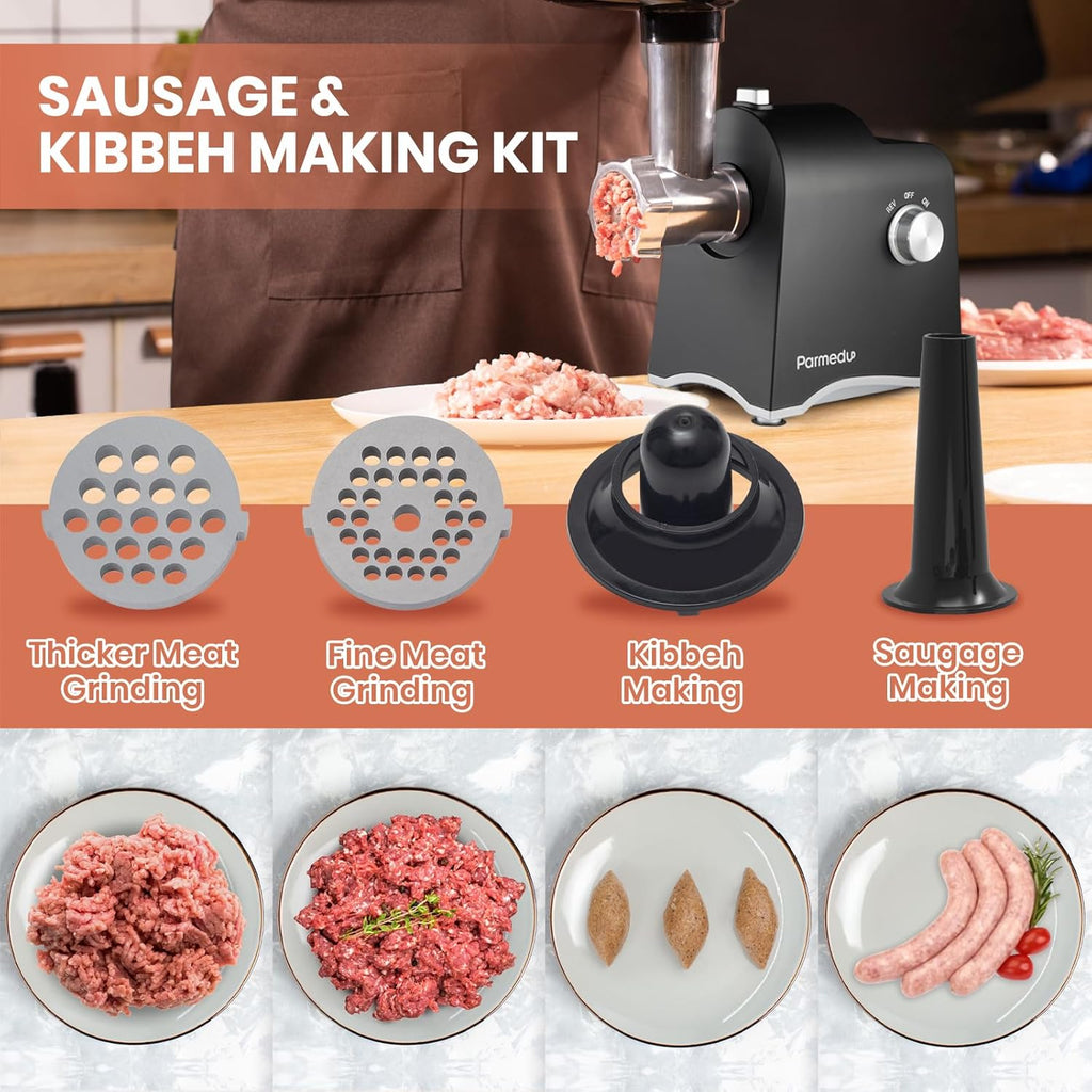Electric Cheese Grater & Meat Grinder with Vegetable Cutter, Slicer, Shredder, and Sausage Maker G1891