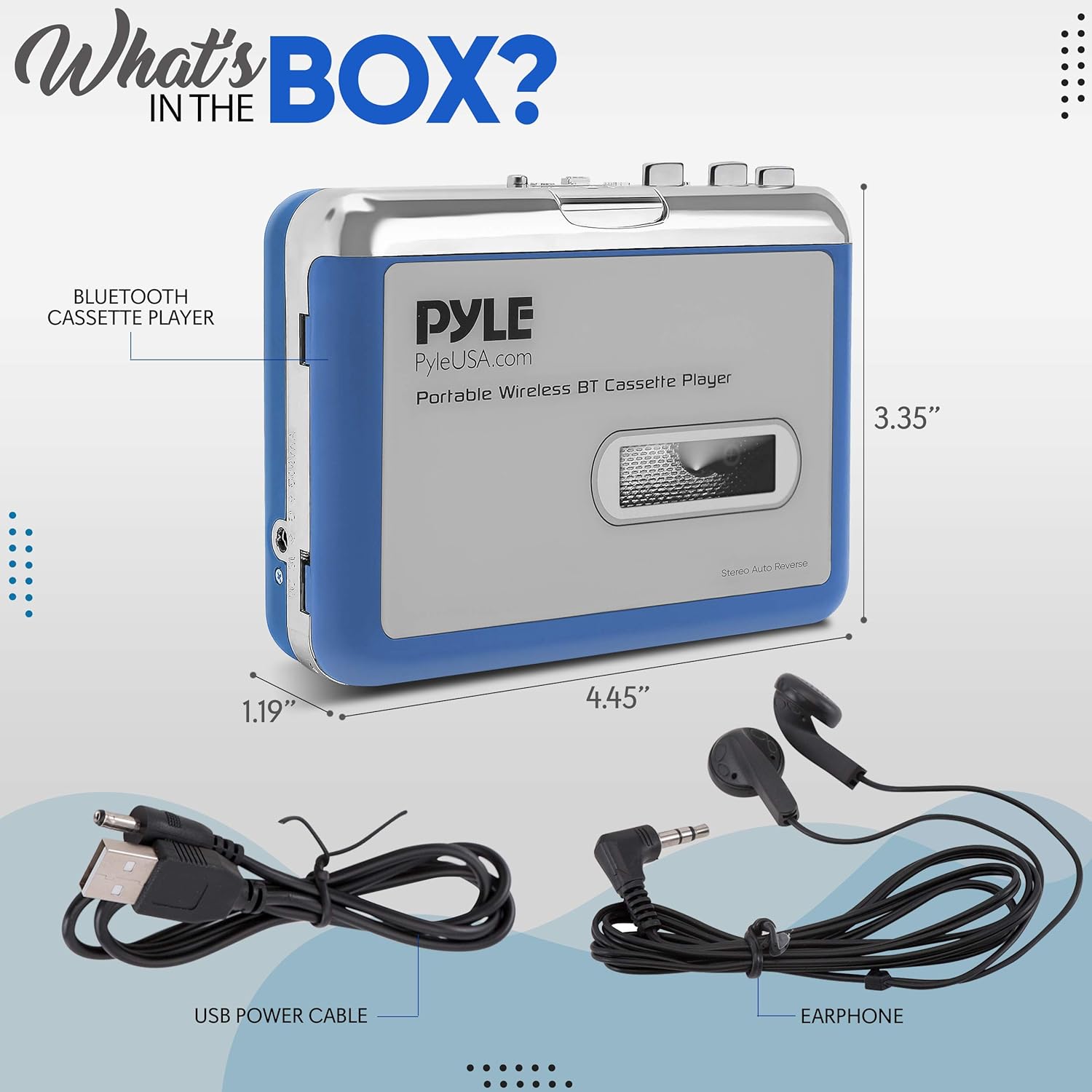 Bluetooth Cassette Player with Earphone and AUX Port J6438