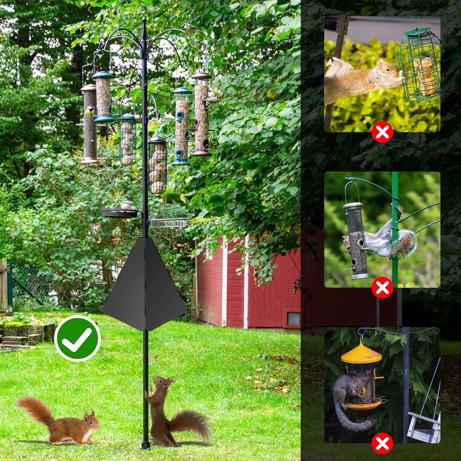 Squirrel Baffle for Bird Feeder Pole, Outdoor Bird Food House Guard, Black Q9846