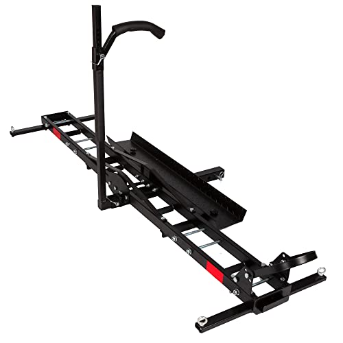 Motorcycle Carrier Hitch Mount 500 Lbs Dirt Bike Carrier Hauler Hitch Rack with Fixed Bracket and Lock Wheel Settings Removable Loading Ramp Anti-Tilt Locking Device
