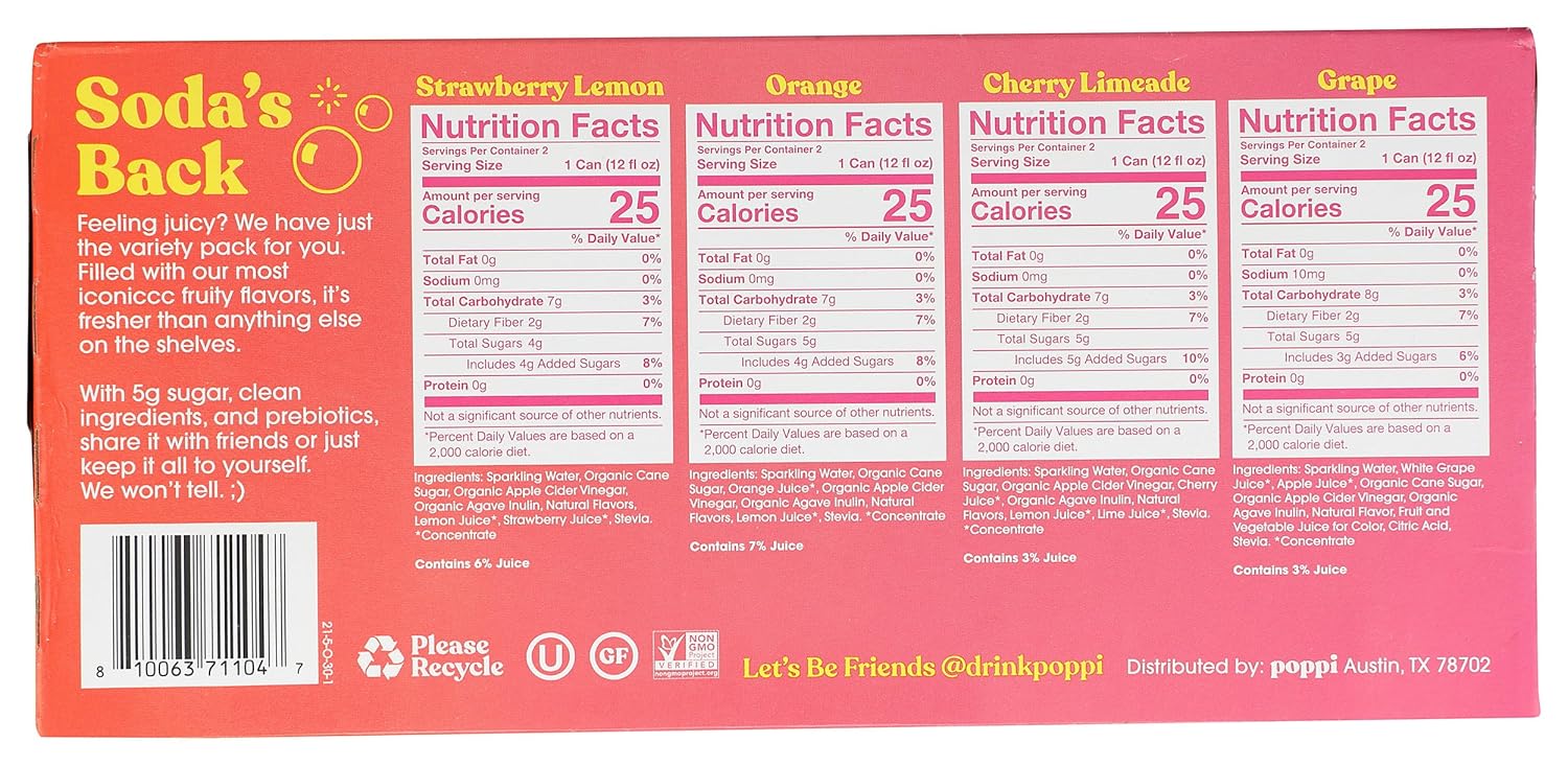 Probiotic Soda Variety Pack, 12 oz, 8 Count Z970480