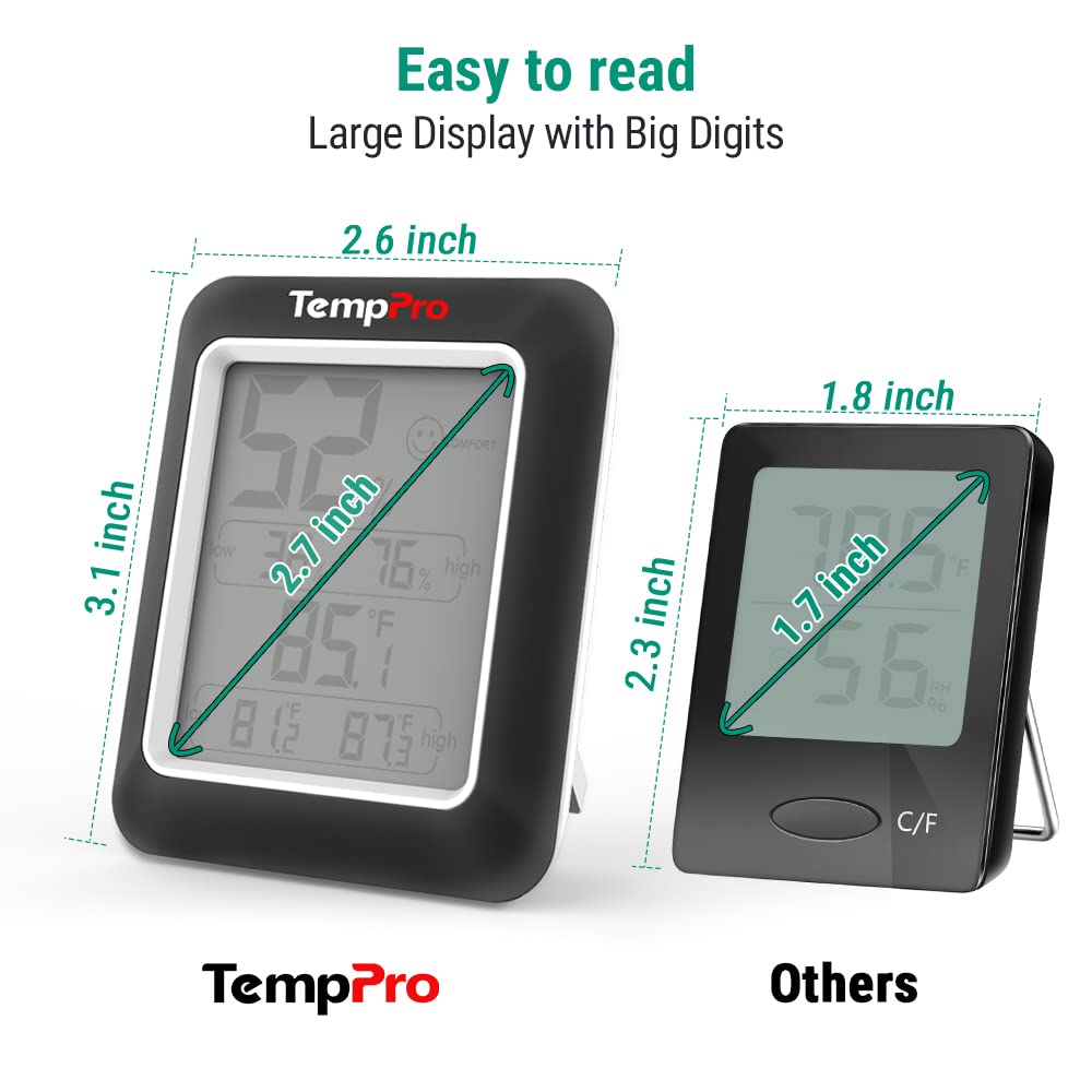Hygrometer Indoor Thermometer Humidity Sensor, 2 Pack, Black G834