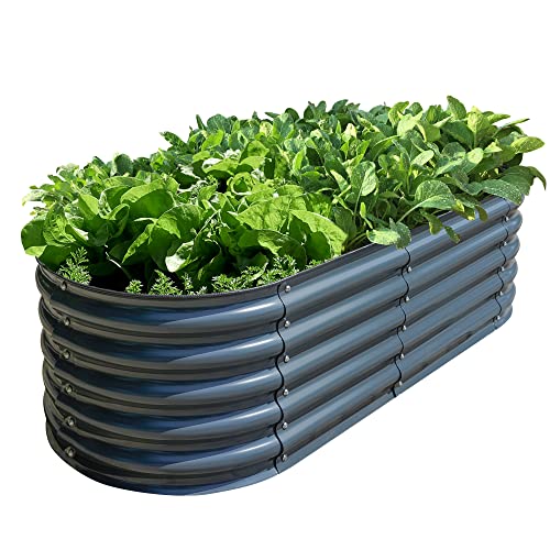 Olle Galvanized Raised Garden Bed Outdoor 32" Tall 12 in 1 Metal Raised Garden Planter Raised Bed for Growing Flowers Herbs Vegetables Bed Raised, Midnight Grey 32" Tall