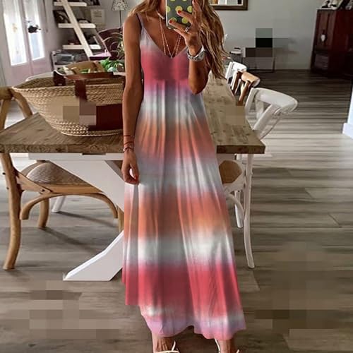 V Neck Tie Dye Maxi Sundress A24874