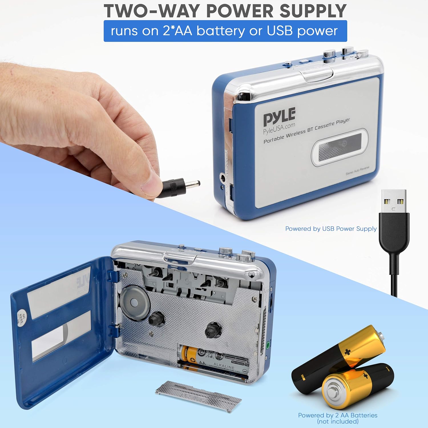 Bluetooth Cassette Player with Earphone and AUX Port J6438