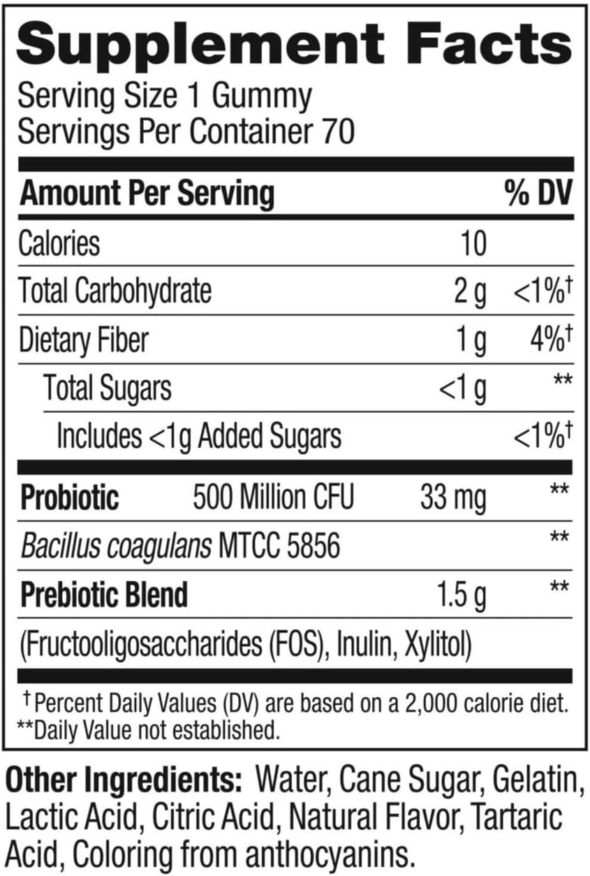 Probiotic + Prebiotic Gummy for Digestive Support, Peach, 70ct D4148