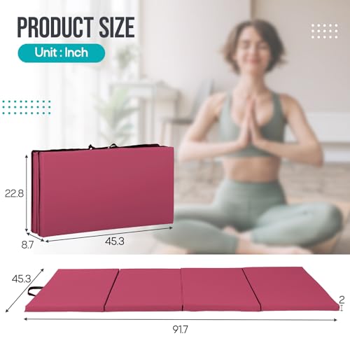 4 Fold Gymnastics Tumbling Mat Extra Thick for Indoor Outdoor Exercise Q623