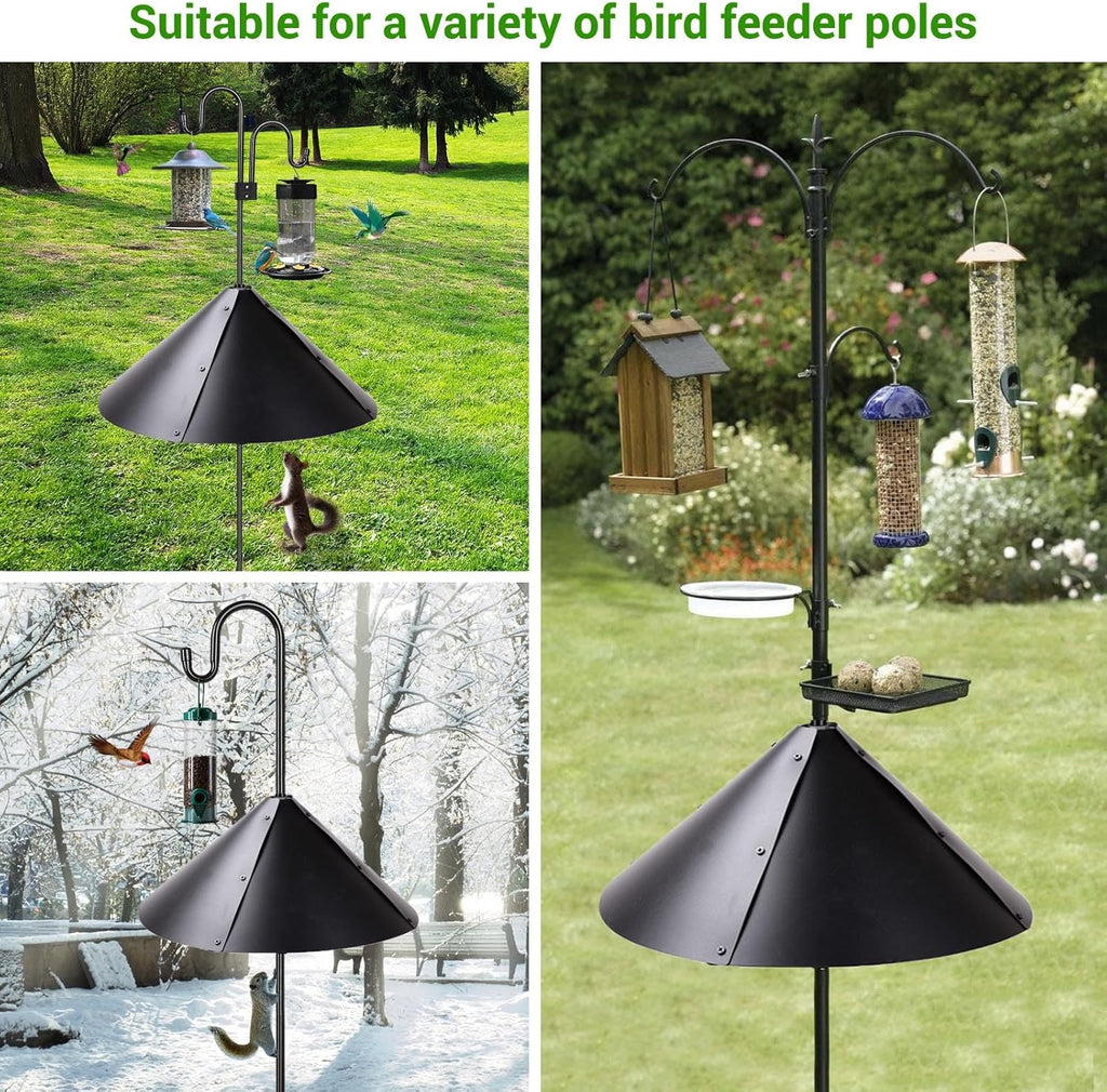 Squirrel Baffle for Bird Feeder Pole, Outdoor Pole Mount Guard, Black Y34434