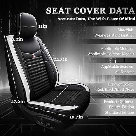 Leather Seat Covers for Toyota Corolla 2000-2024, 5 Seats, Full Set with Pillow E9274