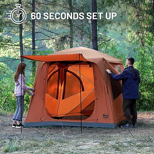 4 Person Instant Pop Up Cabin Tent, Weather Resistant Camping Hub Tent with Rain Fly and Carry Bag P83508