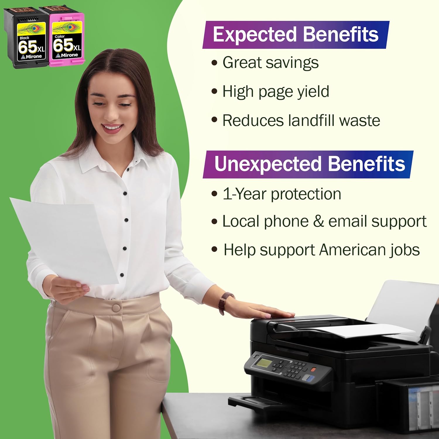 Remanufactured Ink Cartridges 65 65XL Black Combo Pack 2pk Y505