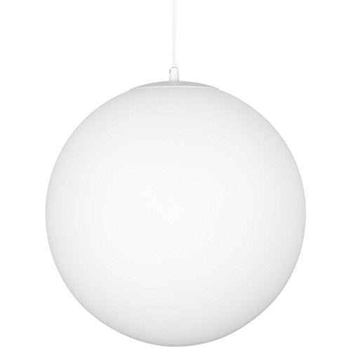 Kira Home Ceres 14" Mid-Century Modern Hanging Orb Pendant Light with Smooth Matte White Frosted Diffuser, Cool Brass Finish
