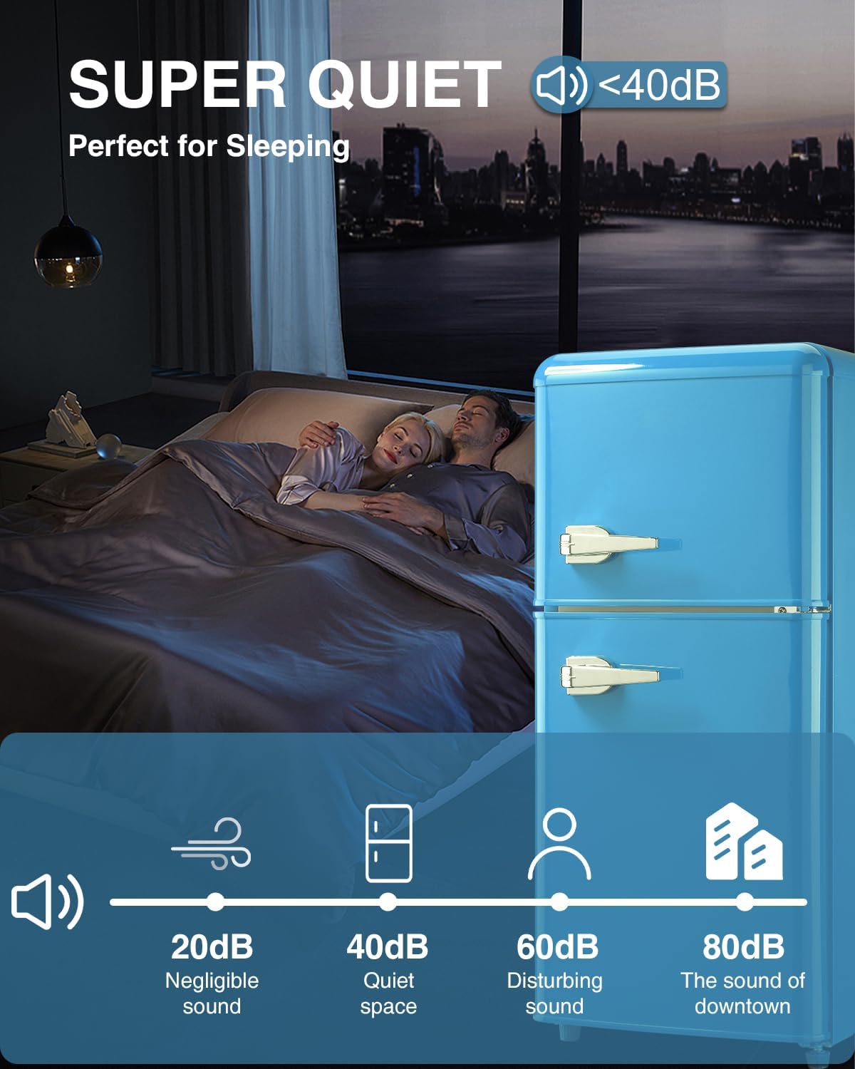 Mini Fridge with Freezer, Double Door, 3.5 Cu.ft, Adjustable Thermostat O75609