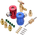 Aupoko R1234YF Quick Couplers Kit, R1234yf High Low Side Manual Quick Coupler Connector, R1234YF Can Tap with R12 R22 to R134A Adapters, and Valve Core Remover, 5PC Thimbles&Rubber Gaskets