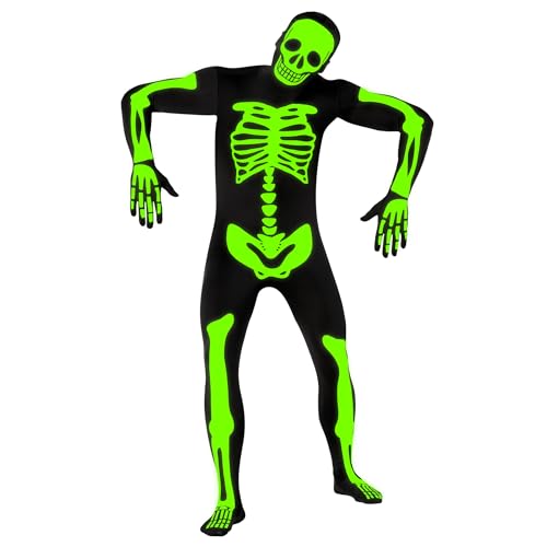 Morphsuits Adult Skeleton Costume Men, Mens Skeleton Costume Glow in Dark, Skeleton Adult Costume, Glow in Dark Skeleton