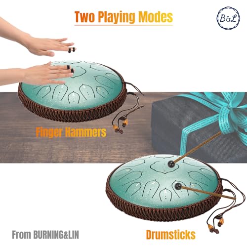 Steel Tongue Drum 15 Notes 14 Inches Percussion for Meditation Yoga S267032