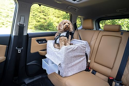 Dog Car Seat with Storage Tray for Small Dogs 0-15 lbs, Removable Washable Cover P250