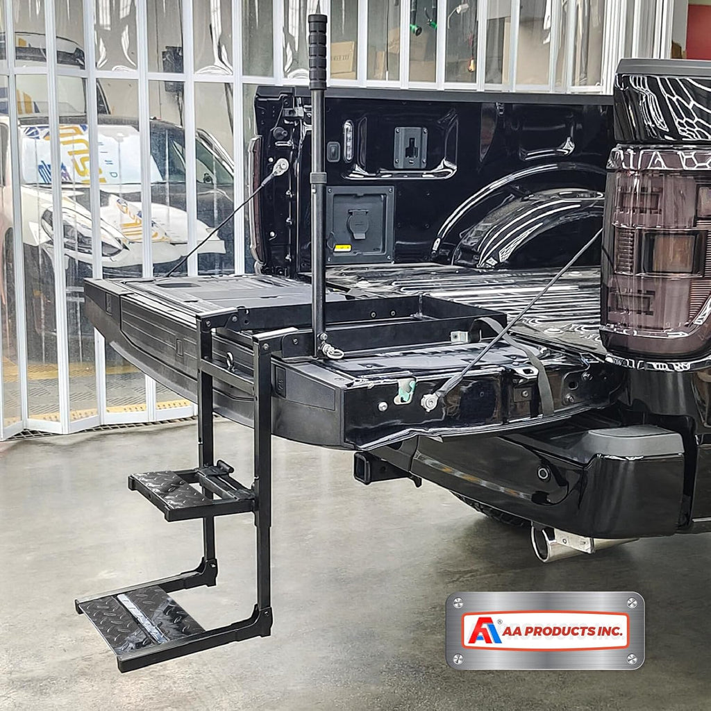 Foldable Tailgate Ladder Rack with Telescopic Handrail, 300 lb Capacity A23718
