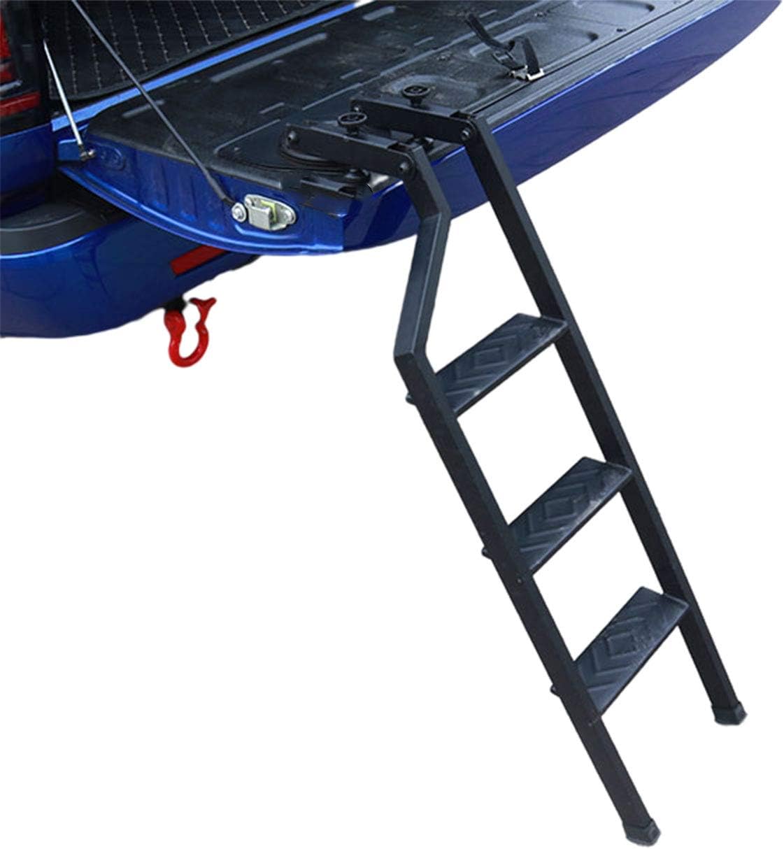 Tailgate Ladder for Truck Black Ladder 360°Rotation Durable Iron with Black Powder Coat Universal Fit for Pick Up