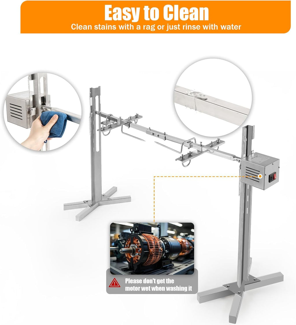 Electric Rotisserie Grill 88 Lbs Capacity, Pig Lamb Spit Roaster Stand with Adjustable Height X22834