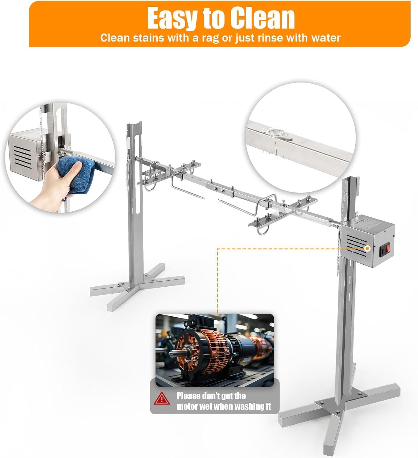 Electric Rotisserie Grill 88 Lbs Capacity, Pig Lamb Spit Roaster Stand with Adjustable Height X22834